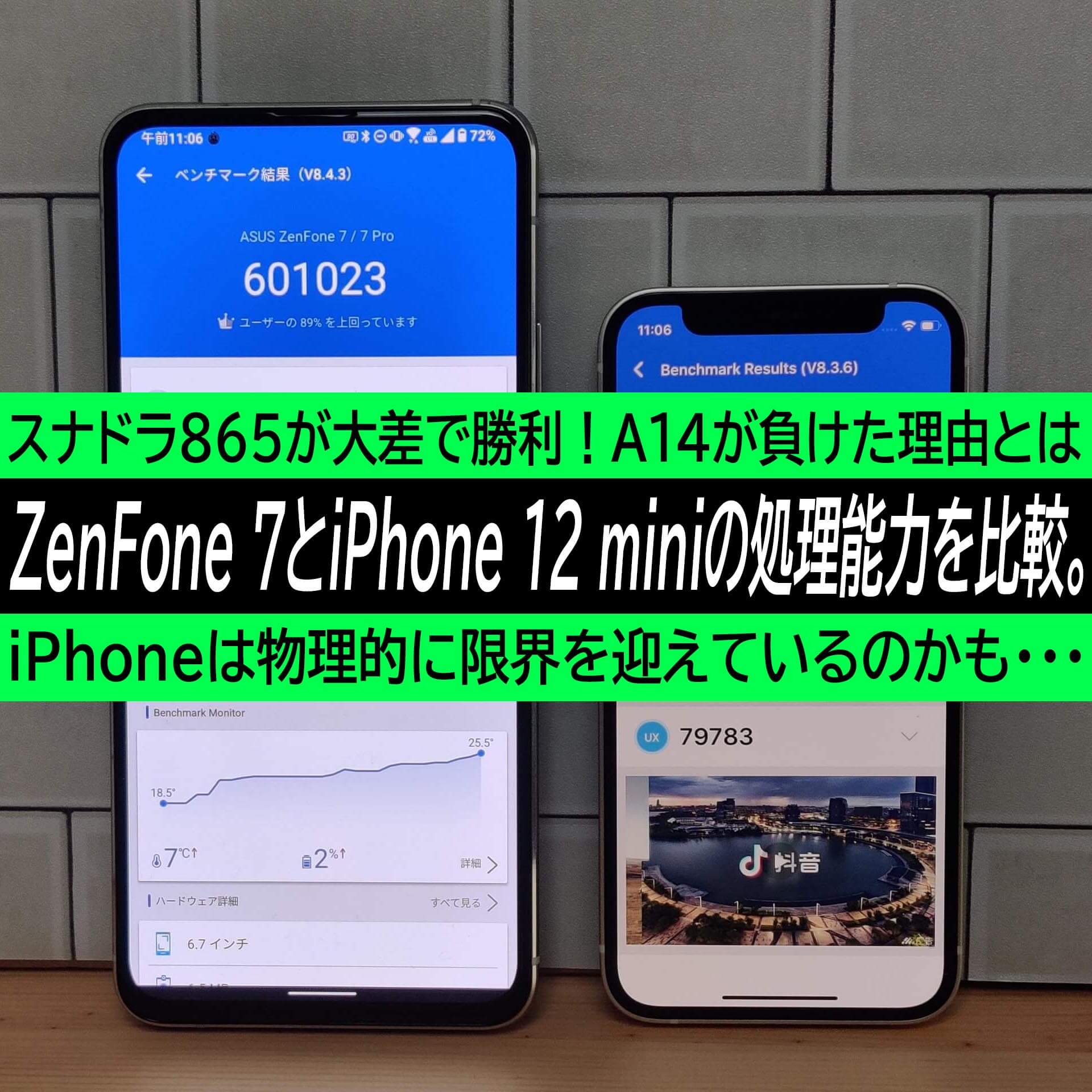 Zenfone 7とiphone 12 Miniの処理能力を比較 スナドラ865が大差で勝利 A14が負けた理由とは