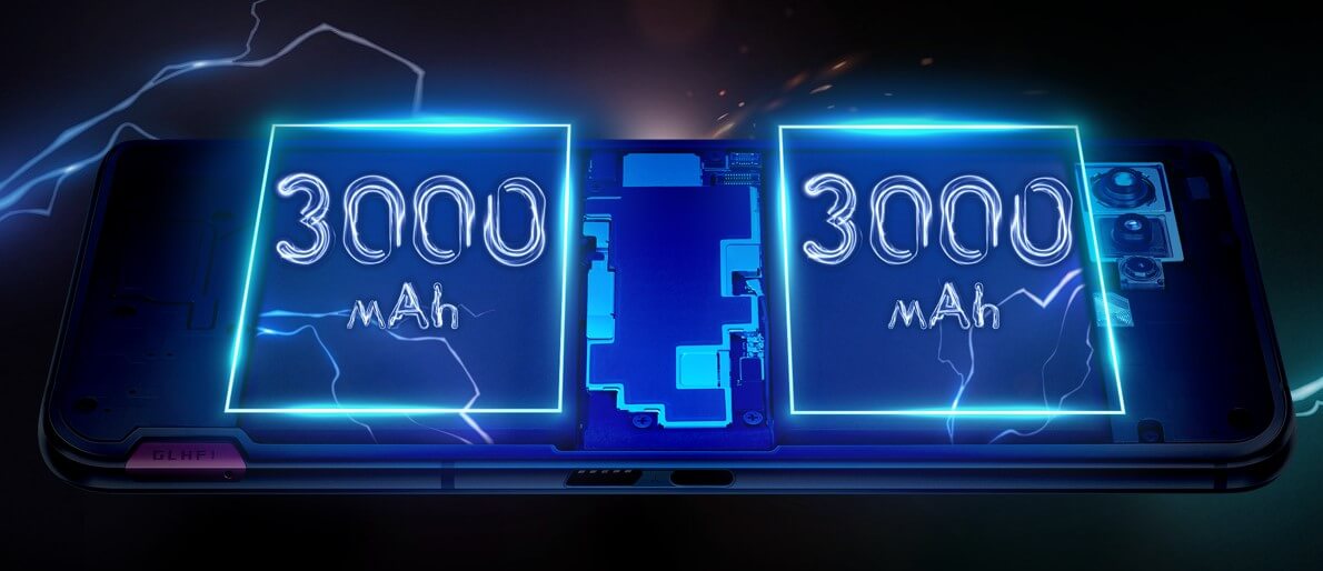 ROG Phone 5シリーズの電池は3000mAh＋3000mAh。別々に充電する事で最大65Wの超急速充電を実現
