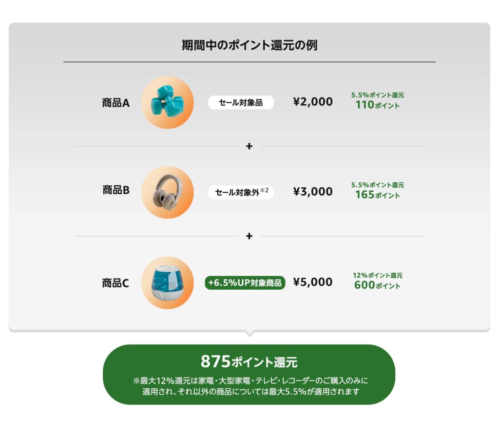 期間中のポイント還元例